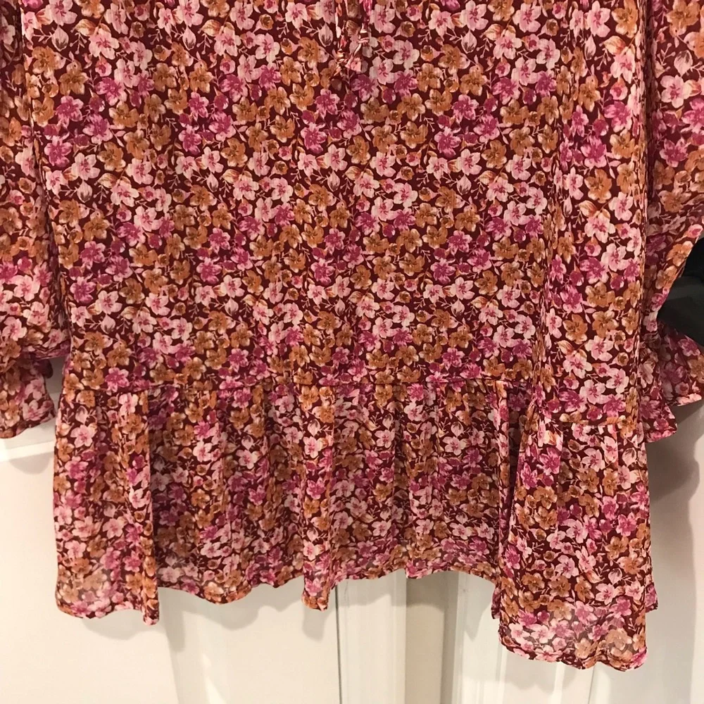 NWT Miami Floral Pink Boho Long Sleeve Mini Dress size medium